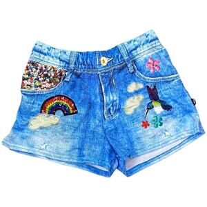 Terez Girl's  Printed Denim Look French Terry Short NEW, Size XL